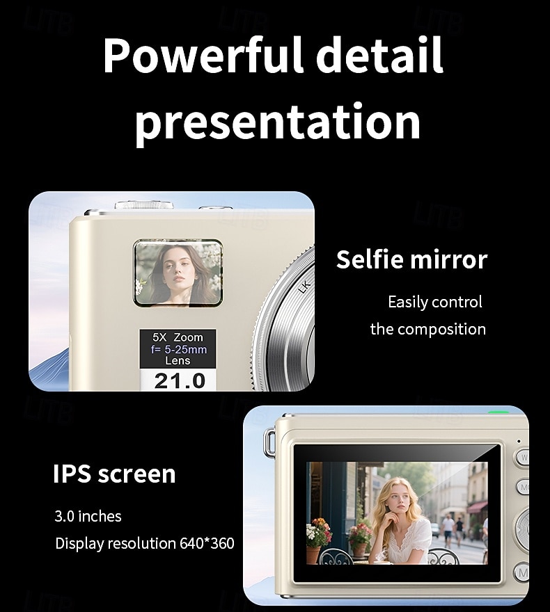 Uusi 4k fhd -digikamera 64 gigatavun muistikortilla vuodelta 2025, kompakti, pieni ja edullinen ladattava valokuvauskamera, 64 megapikselin automaattitarkennuskamera, erittäin sopiva aloitteleville 2026 - $117.99 –P17