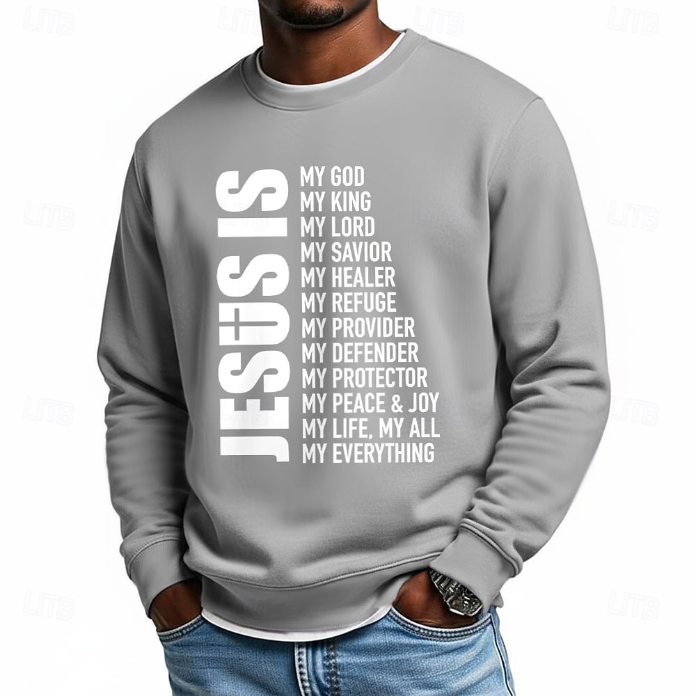 Bărbați Iisus Credinţă Hanorca Modă Zilnic Casual Manșon Lung Stil Nautic Casă Haine de strada Sport exterior Albastru piscină Negru Roșu-aprins Mov Deschis Gri Deschis Crewneck #D Toate Sezoanele 2026 - $28.99 –P1