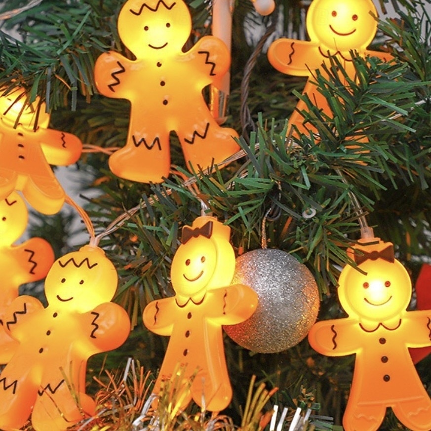 Jul pepparkaksgubbe pojke och flicka semester ljusslinga 6M-40Leds inomhus trappa vägg sovrum partyns atmosfärdekoration ljusprops AAA batteribox USB 2025 - $13.49 –P1