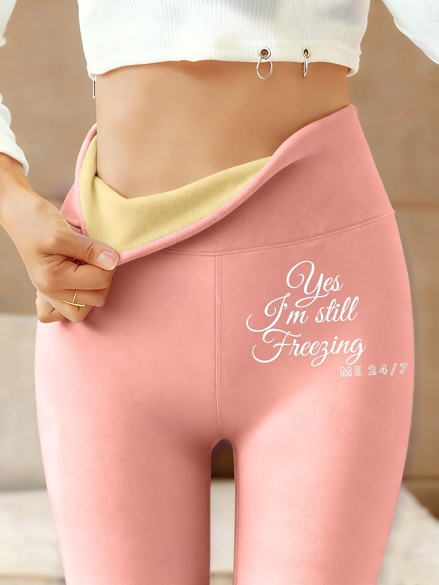 Damen Leggings mit Fleecefutter Fleecehose Leggings Urlaub Vintage Ethno-Stil Volle Länge Hohe Taille Buchstabe Thermowarm Bequem Verdicken Dehnbar Lässig Täglich Outdoor Blau Schwarz Rosa Grün 2026 - $39.99 –P1