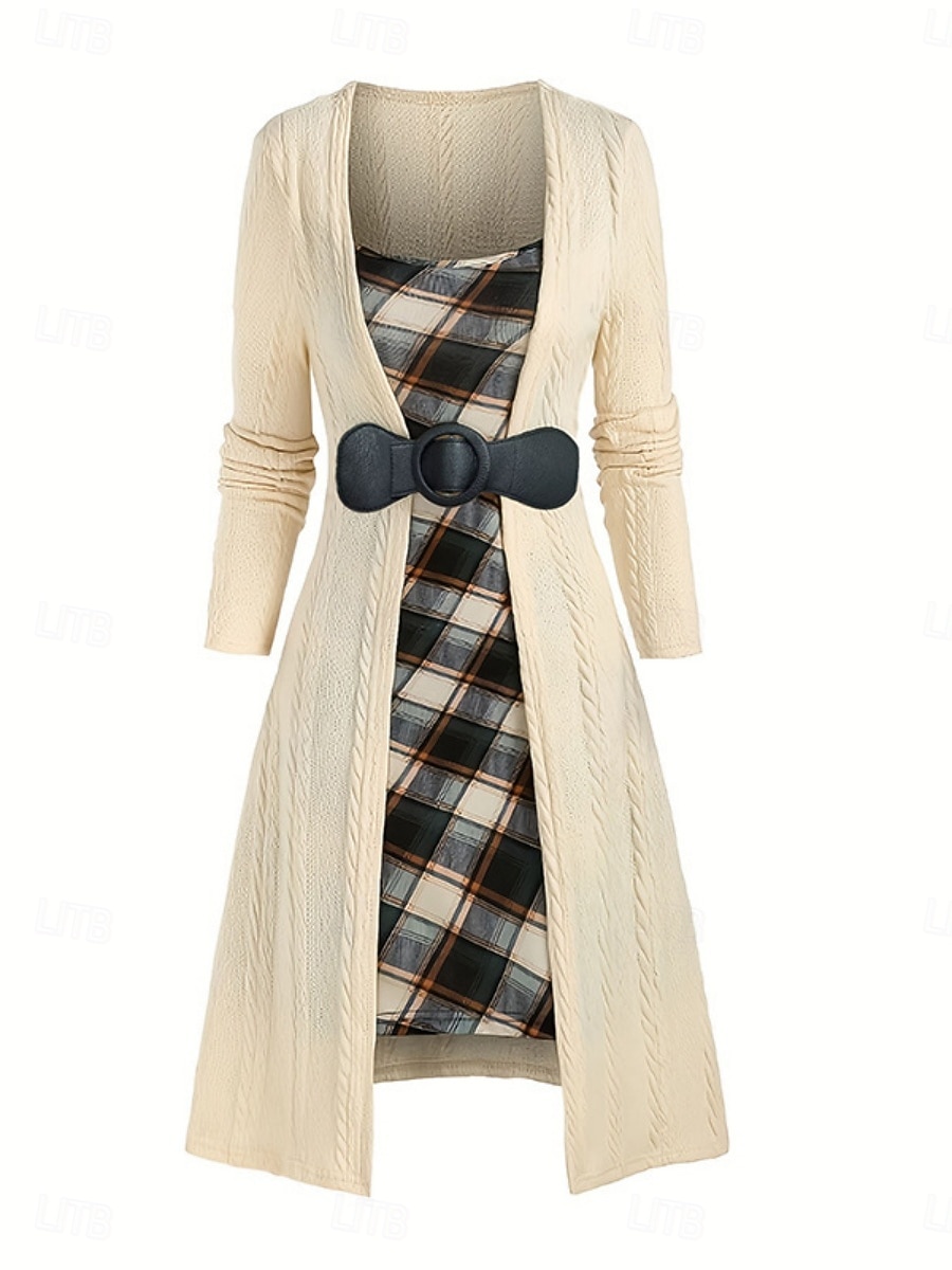 Γυναικεία Πουλόβερ Φόρεμα πουλόβερ Καθημερινό Μαλακή Μονόχρωμες Κοτλέ Στρογγυλή Ψηλή Λαιμόκοψη Κουρελού Πλεκτό Στάμπα Μακρυμάνικο Μακριές μπλούζες Πλέκω ΕΞΩΤΕΡΙΚΟΥ ΧΩΡΟΥ Καθημερινά Σαββατοκύριακο 2026 - $67.99 –P11