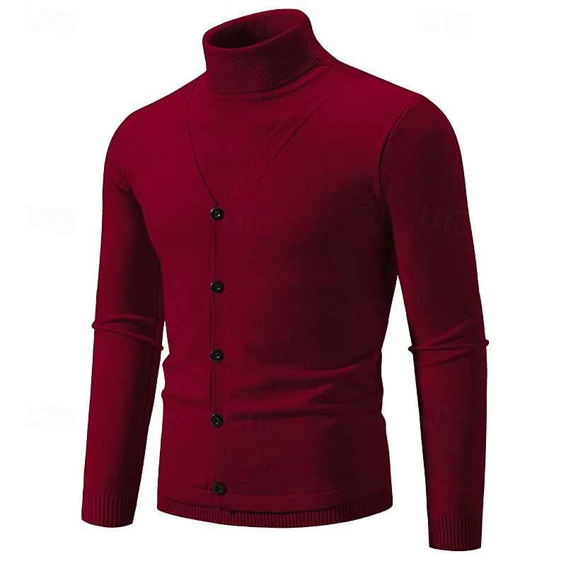 Per uomo Felpa Maglione A Coste Maglia Top Regolari 2 in 1 Lavorato a maglia Semplice Dolcevita Maglieria Contemporaneo Casuale Abbigliamento quotidiano Abbigliamento Primavera Autunno Nero Borgogna del 2026 a $30.99 –P10