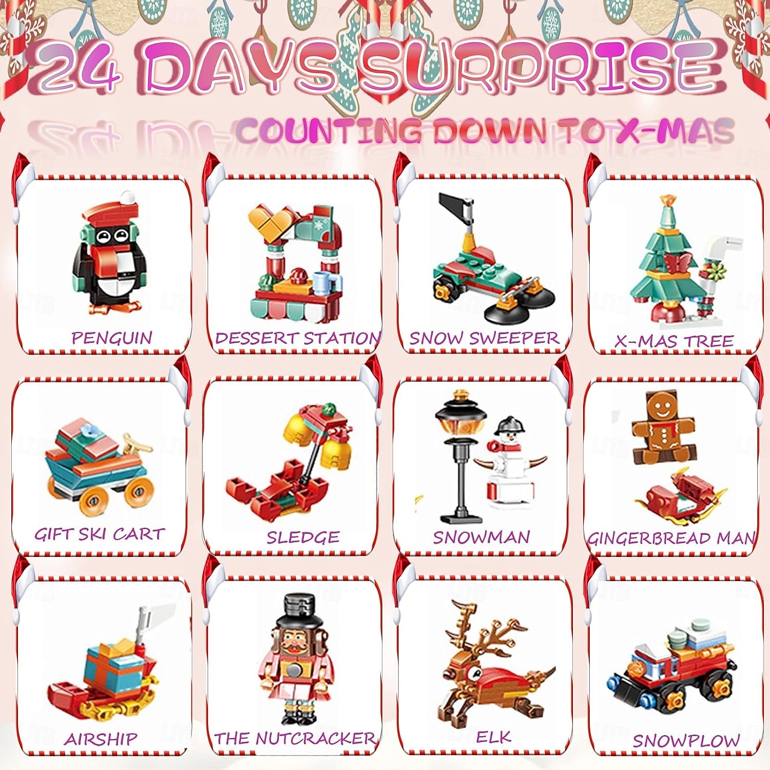 Jul adventskalender byggklossar för barn julnedräkning present, överraskningsleksak presentask för pojkar flickor ålder 6-12, 6-i-1 jultomten, julgran, tåg &husbyggset, julklapp för barn från 6 år 2025 - $32.99 –P6