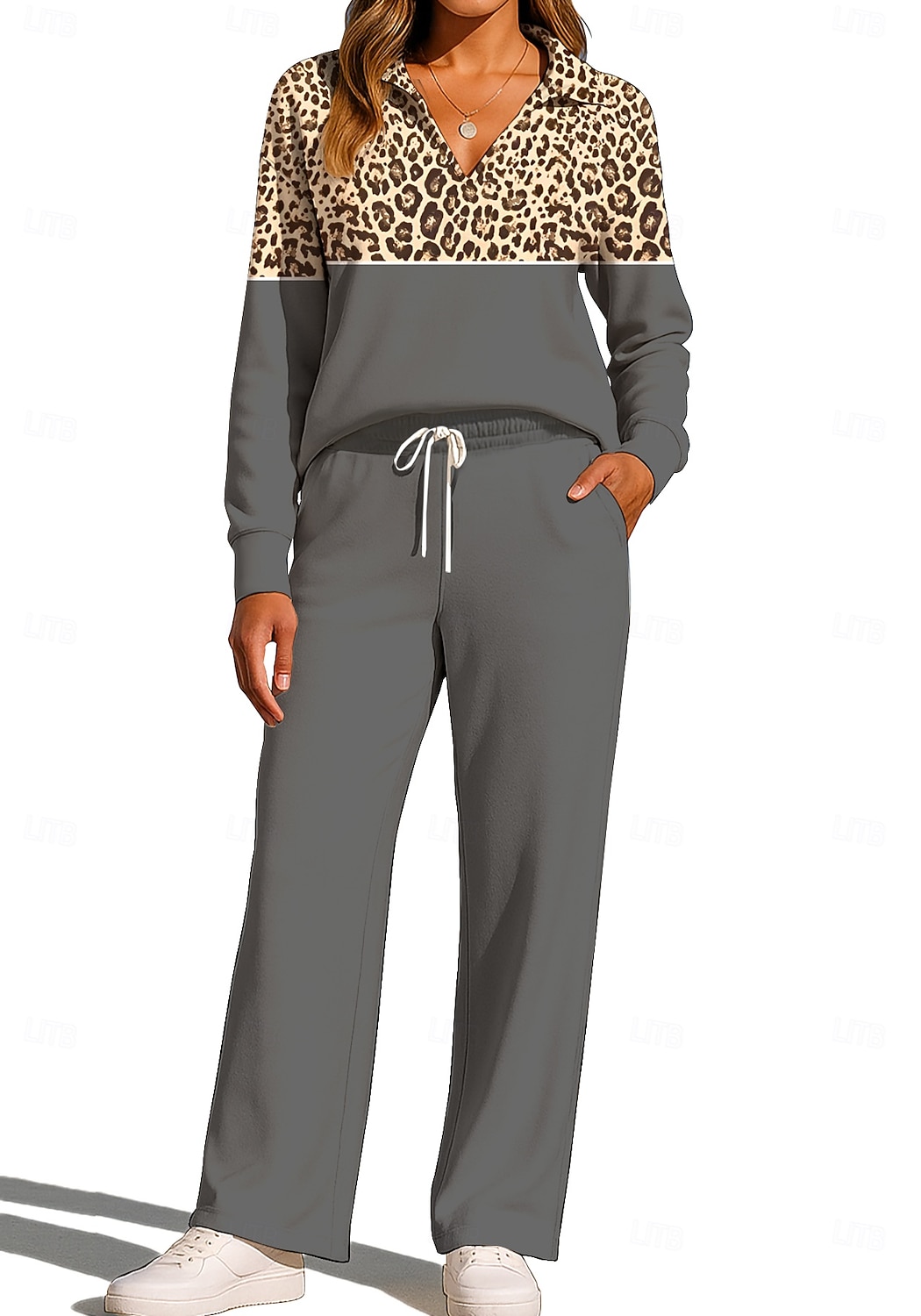 Femmes Sweat-shirt Ensemble Survetement Jogging Pantalon Cordon de serrage Avec Poches Léopard Veste et Pantalon de Jogging Ensemble de vêtements de sport Vêtements d'intérieur Été Printemps Automne de 2026 ? $44.99 –P5