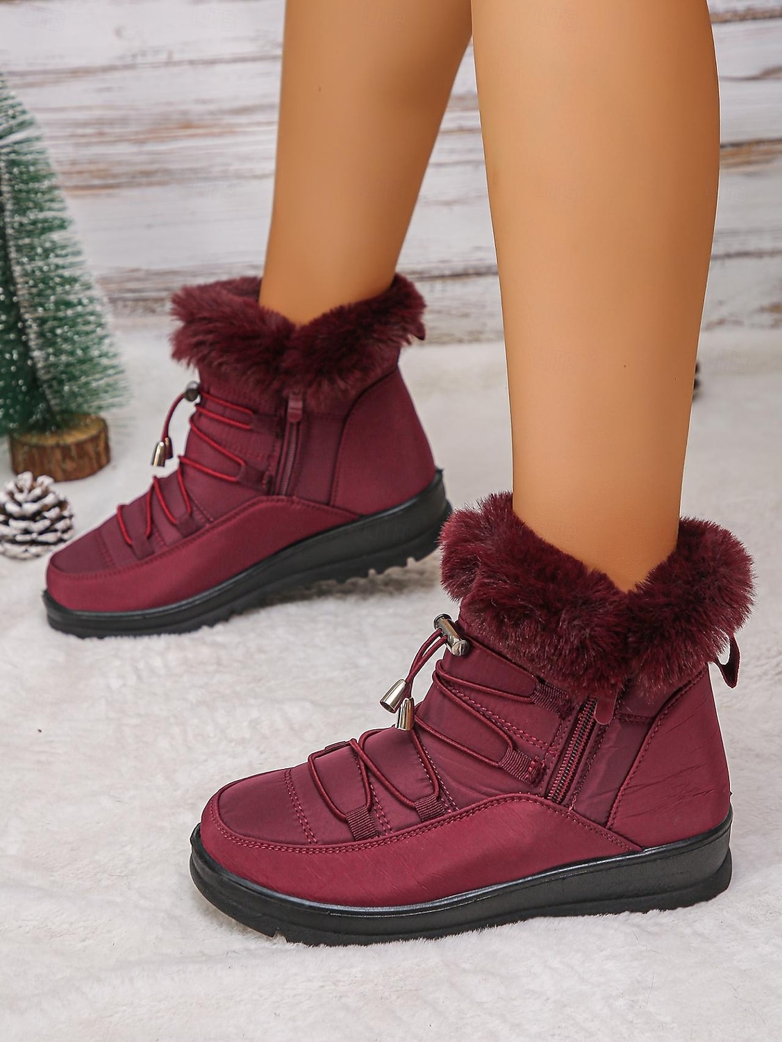 wasserdichte Schneestiefel für Damen mit Kunstfellfutter – Winterstiefel zum Schnüren mit Reißverschluss und verstellbaren Schnürsenkeln, in mehreren Farben erhältlich 2026 - $34.99 –P15