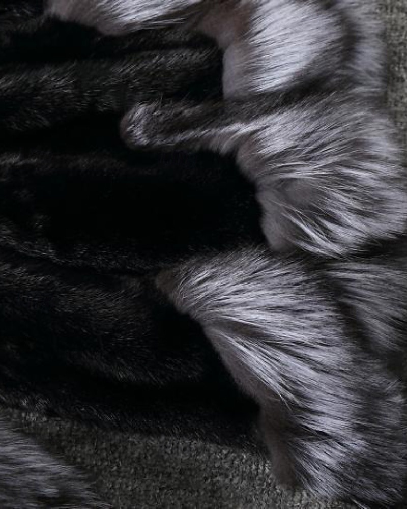 Dame Fuskepels Hold Varm Bekvem Lapper Lomme Knapper Pelskrage Mote Fargeblokk utendørs Feriereise Ferie Ut på byen Lang Med hette Normal Langermet Yttertøy Svart Hvit Høst Vinter 2026 - BHD 23.46 –P13