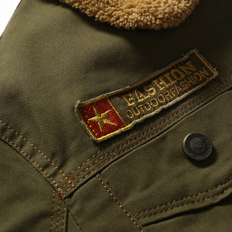 Herre Fleece-jakke Cargo jakke Avslappet Daglig Taktisk Lomme Gammeldags stil Høst Vinter Helfarge Aktiv Årgang Normal Bomull Svart Mørkegrønn Kakifarget Jakker 2026 - $62.99 –P3
