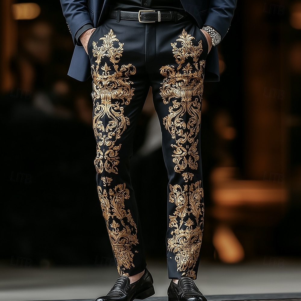 Ανδρικά Φλοράλ Etnic Μπαρόκ Παντελόνια Παντελόνι επίσημο Παντελόνι κοστούμι Μεσαία Μέση Vintage ρετρό ΕΞΩΤΕΡΙΚΟΥ ΧΩΡΟΥ Καθημερινή Ένδυση Causal Παντελόνι στενής εφαρμογής με τσέπες Άνοιξη Φθινόπωρο 2026 - $31.99 –P2