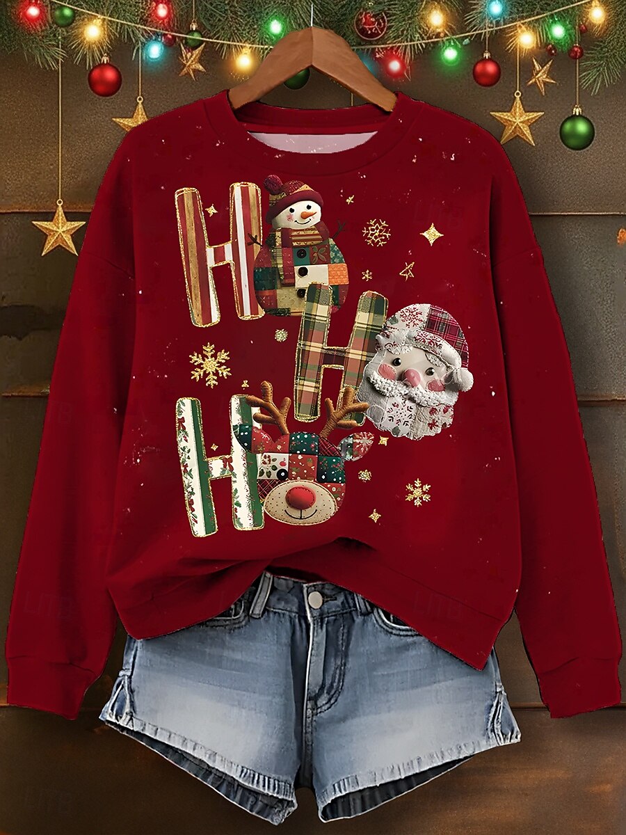 Pull De Noël Femme – Tricoté épais, Motif Père Noël, Col Rond – Chaud, Doux Et élégant Pour Les Fêtes