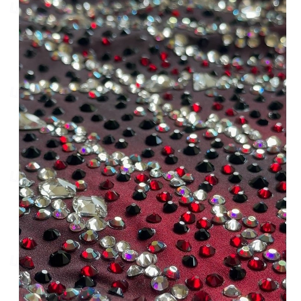 Vestidos para Patinação Artística Mulheres Para Meninas Patinação no Gelo Vestidos Vermelho Patchwork Thumbhole Elastano Com Transparência Elasticidade Alta Treino Competição Roupa para Patinação de 2026 por $337.69 –P2