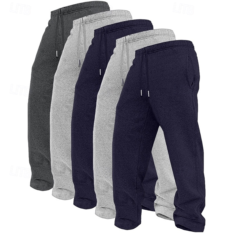 5 Stück Herren-Jogginghose mit geradem Bein, Fleece-Hose, Freizeithose, Kordelzug, elastischer Bund, Mehrfachpackung, einfarbig, bequem, volle Länge, Outdoor, Reisen, Alltag, Urlaub, Mode 2026 - $59.99 –P10