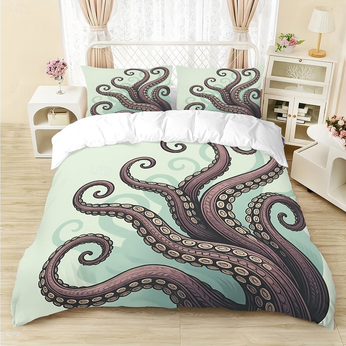 Unterwasserwelt Seestern &3-teiliges Daunenbettbezug-Set mit Oktopus-Motiv für Queensize-Betten, weicher Bettbezug mit 2 Kissenbezügen – Hotel &Gästezimmerbettwäsche, gemütlich & komfortabel 2026 - $37.99 –P8