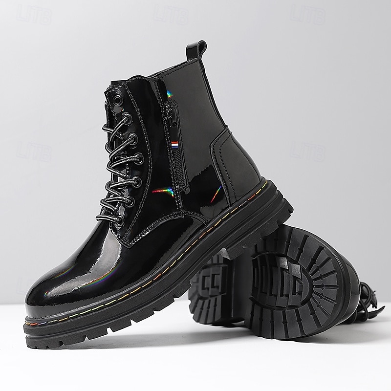 Miesten Bootsit Maiharit Kävely Vintage Päivittäin PU Mukava Säärisaappaat Nauhat Musta Keltainen Syksy Talvi 2026 - $64.99 –P6