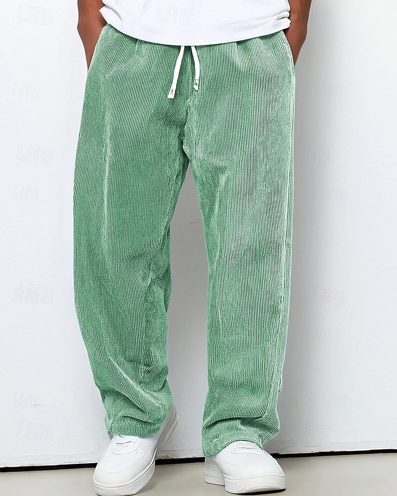 Pantaloni Casual Uomo In Velluto A Coste - Vita Elastica Con Coulisse, Vestibilità Ampia, Comodi Per Uso Quotidiano