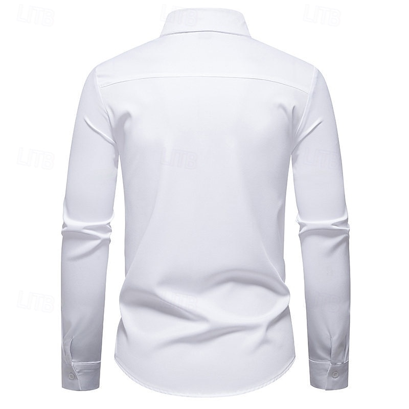 Herren Hemd Kleidhemd Knopfhemd Einfach Hochzeit Party Schwarz Weiß Wein Marineblau Langarm Revers Frühling Herbst Bekleidung Patchwork 2026 - $37.99 –P6