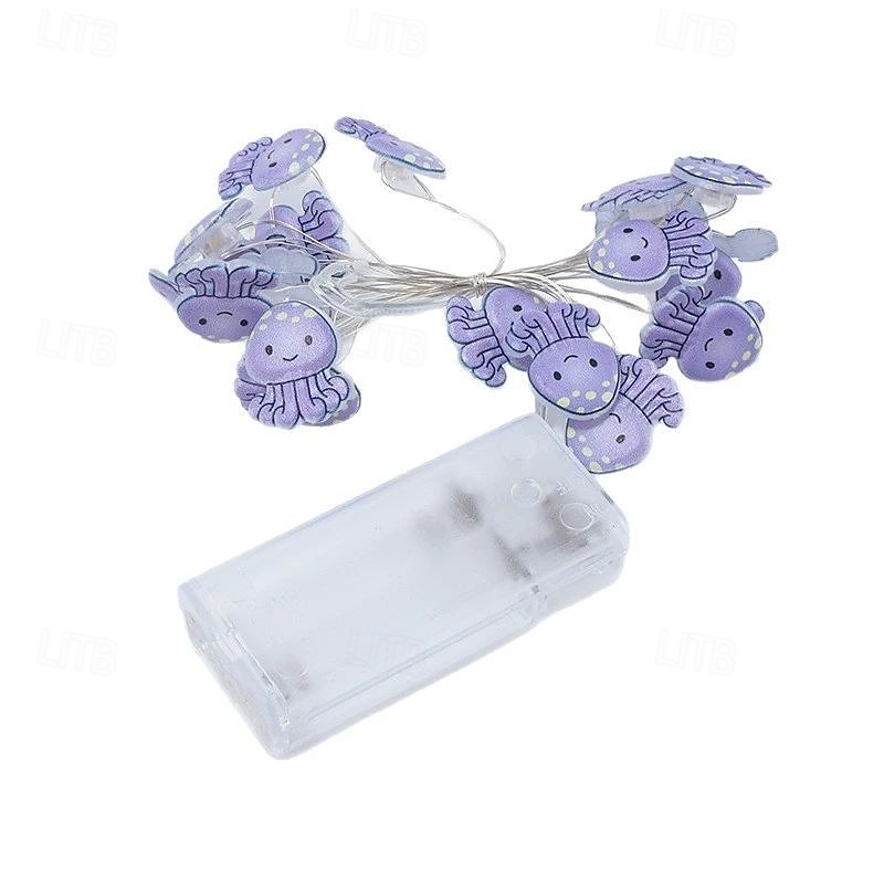 Luces de cadena de alambre de cobre LED en forma de pulpo estrella de mar cangrejo guirnalda de luces 2m 20LED a pilas decoración para fiestas de bodas y vacaciones en interiores y exteriores tema 2026 - $14.49 –P6