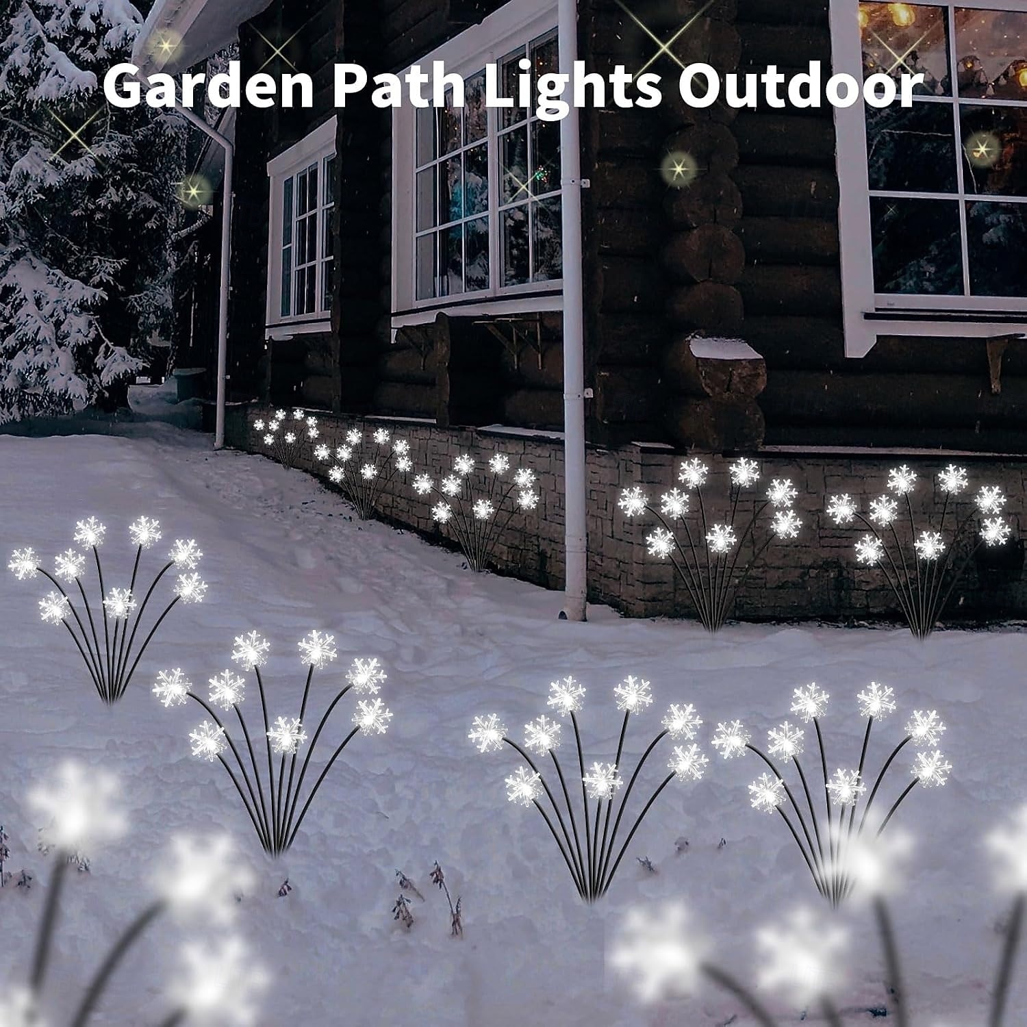 2 Pcs  Lights 8-head outdoor solar waterproof  snowflake shaped swinging plug-in lamp courtyard garden lawn party atmosphere decoration Lights landscape lamp 2026 - $21.99 –P10