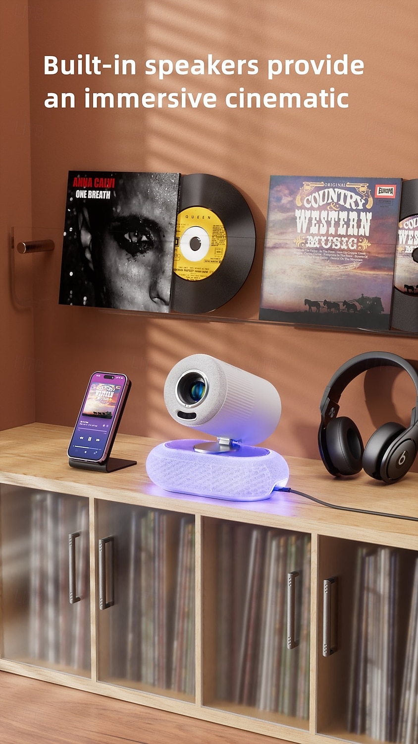 Премиум проектор YT900 с автофокусировкой разрешение 1920*1080 опциональная микрофонная основа светодиодная лента 2.4/5GHz двухдиапазонный Wi-Fi Android 13.0 3-х линзовый стеклянный объектив с 2026 - $217.09 –P5