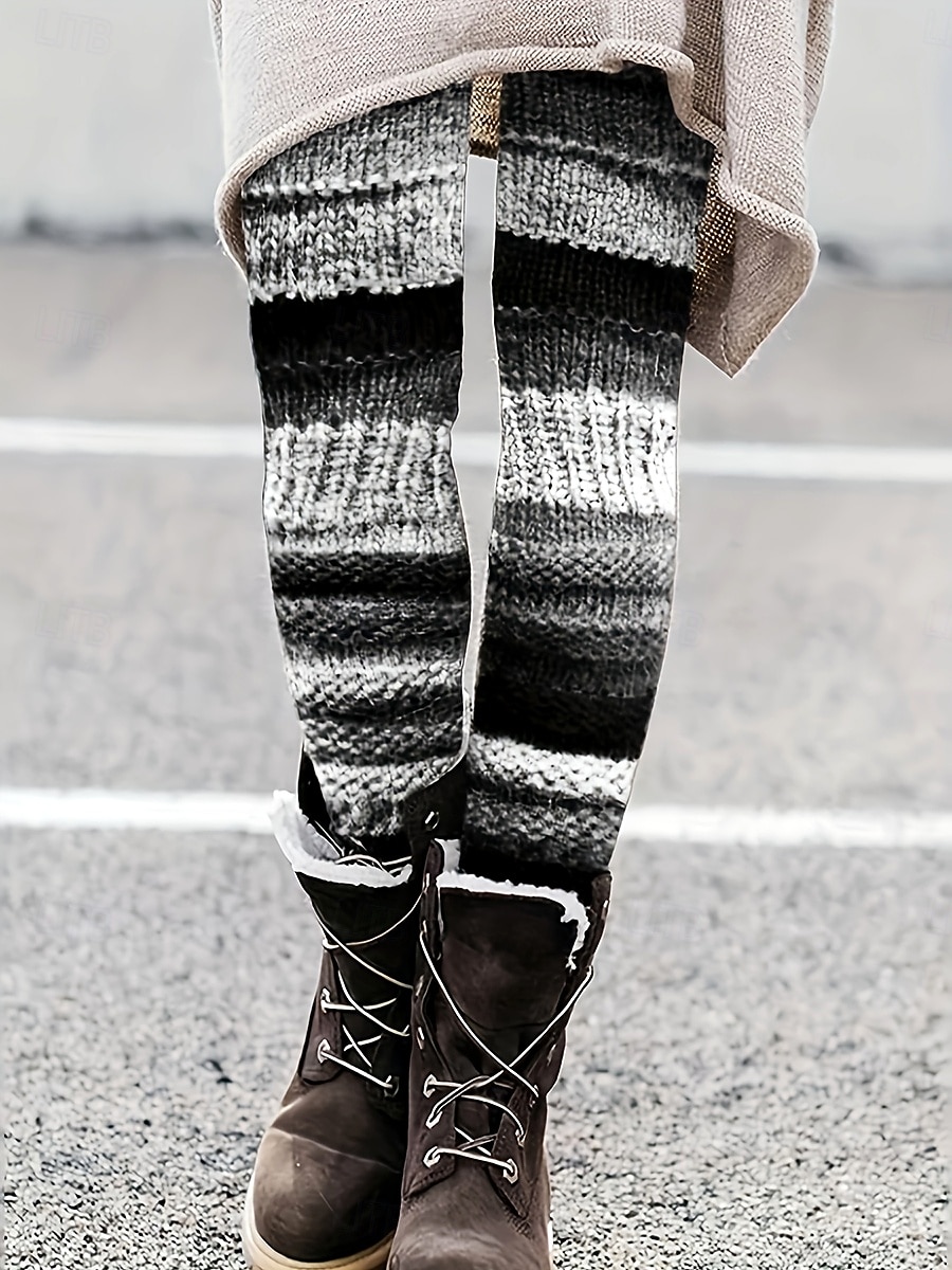 Women's Leggings Vacation Vintage Ethnic Style Full Length High Waist Graphic 3D Print Striped 3D Print Breathability Soft Comfortable Stretchy Daily Home Outdoor Black Grey Fall Winter Skinny 2026 - $21.99 –P1