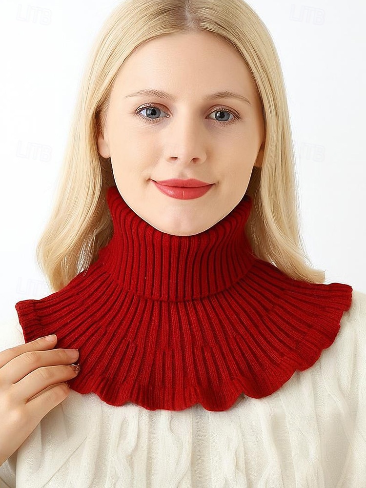 Col côtelé en acrylique de Noël pour femme – confortable et élégant avec des bords volantés, disponible en plusieurs couleurs, parfait pour les vacances d'hiver et les occasions festives de 2026 ? $7.99 –P4