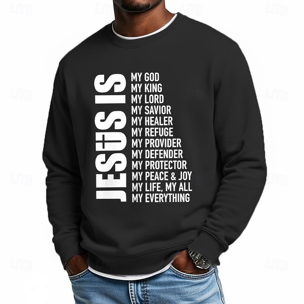 Bărbați Iisus Credinţă Hanorca Modă Zilnic Casual Manșon Lung Stil Nautic Casă Haine de strada Sport exterior Albastru piscină Negru Roșu-aprins Mov Deschis Gri Deschis Crewneck #D Toate Sezoanele 2026 - $28.99 –P4