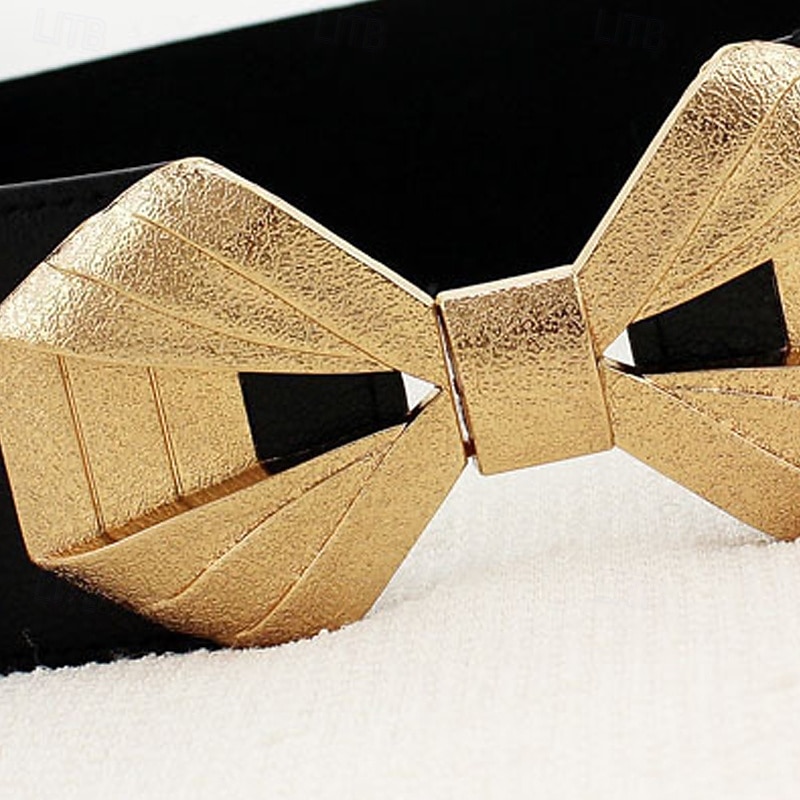 Damskie Pas PU Czarny Złoty Pasek taliowy Ulica Weekend Czyste kolory 2026 - $16.49 –P3