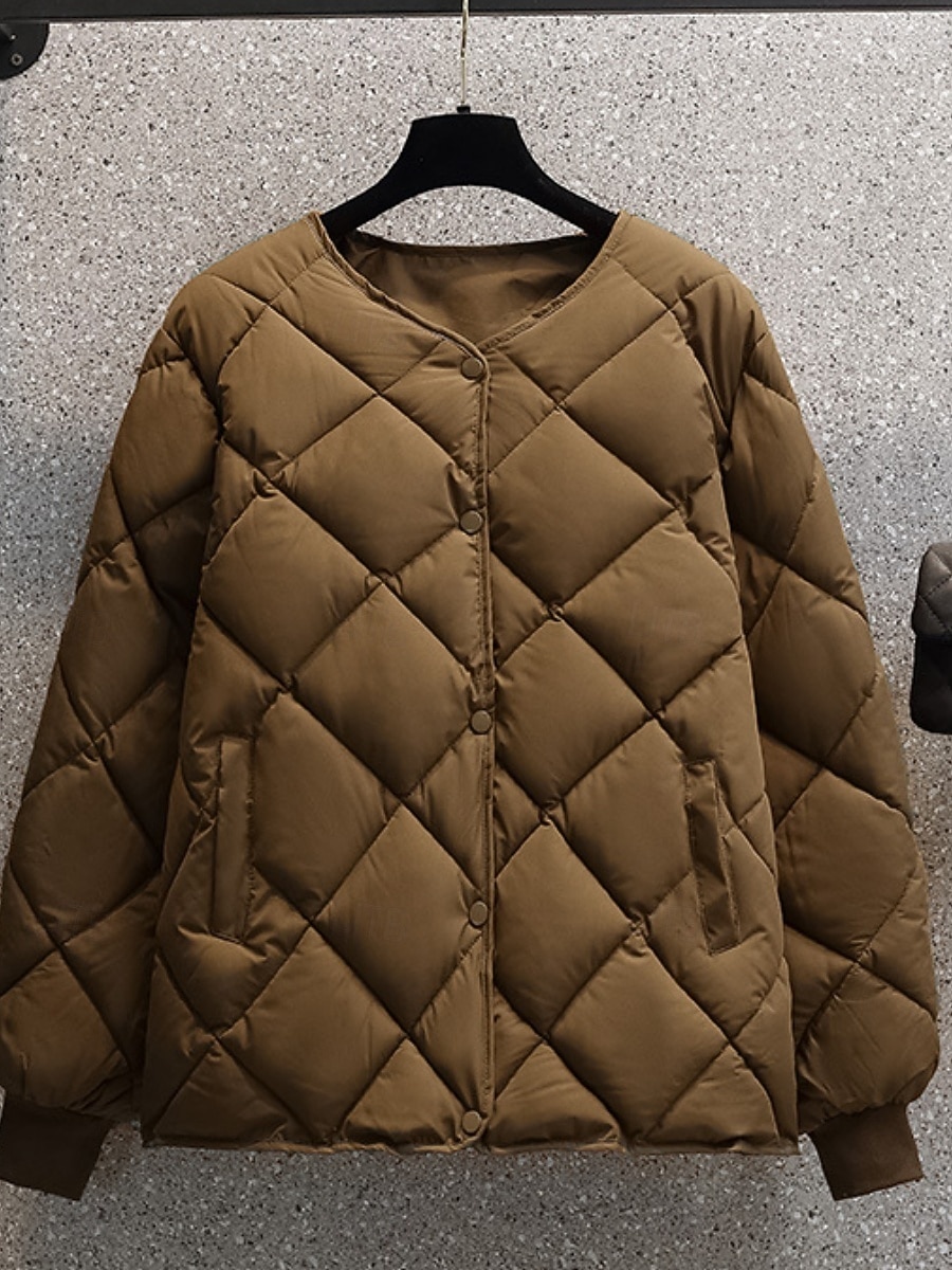 Dame Vattert jakke Bekvem Pustende Lomme Knapper Fritid عادي Feriereise Gate Avslappet Dagligdagstøy Enkeltkneppet Kort Crewneck Normal Langermet Yttertøy Svart Hvit kaffe Vår Høst 2026 - $25.99 –P6