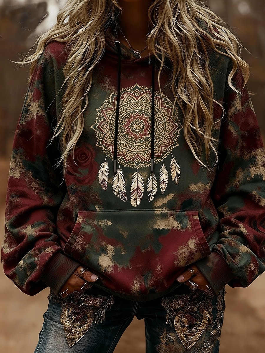 Mujer Pullover Sudaderas Correa Bolsillo Estampado Graphic Vintage Ropa de calle Casual Manga Larga Con Capucha Tops regulares Casual Uso Diario Deportes Verde Trébol Primavera Otoño 2026 - $33.99 –P1