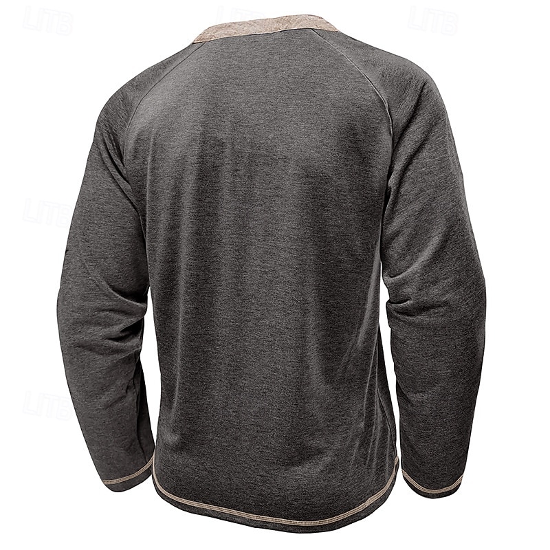 Per uomo Maglietta Maglia Henley Camicia a Maniche Lunghe Manica Lunga Henley Primavera Autunno Blocco di colori Moda Designer Essenziale Tasche Vacanza Streetwear Uscire Rosso scuro Nero Blu marino del 2025 a $11.99 –P4