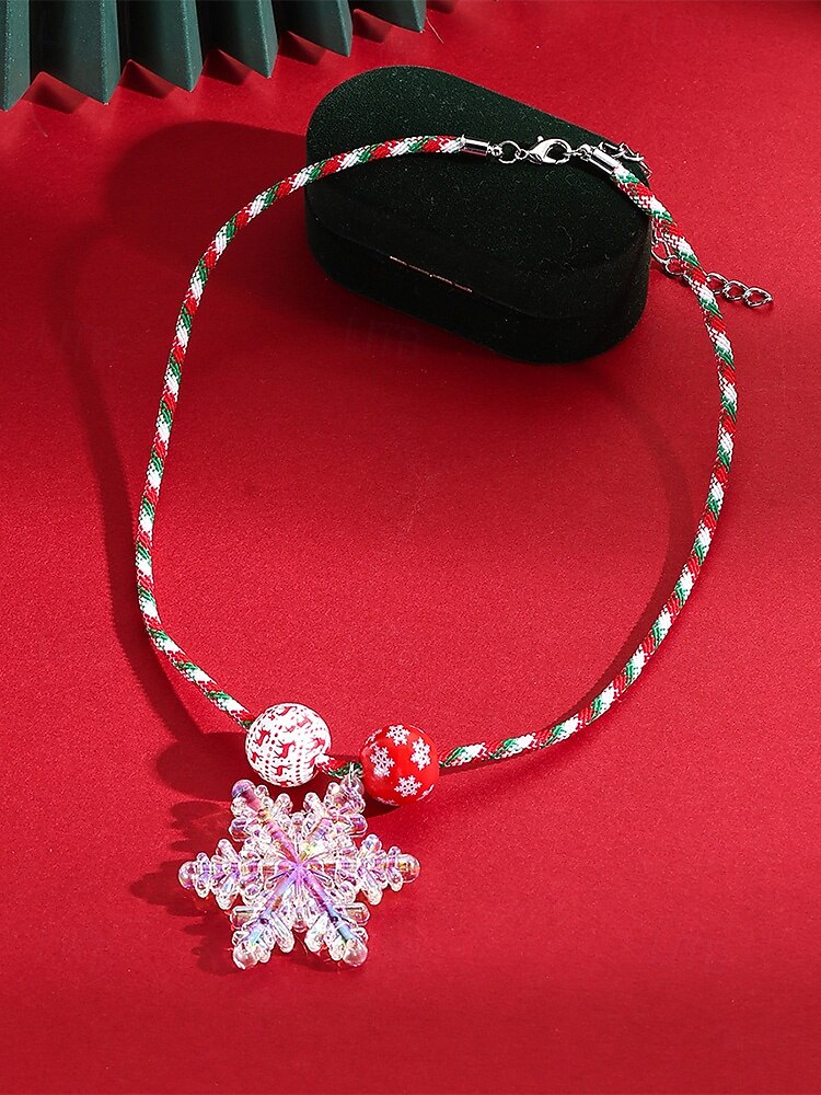 Női karácsonyi ajándék nyaklánc, ötvözet és akril anyagból, színes gyöngyök ünnepi medálokkal, tökéletes ünnepi kiegészítő partikra és összejövetelekre 2025 - $9.99 –P5