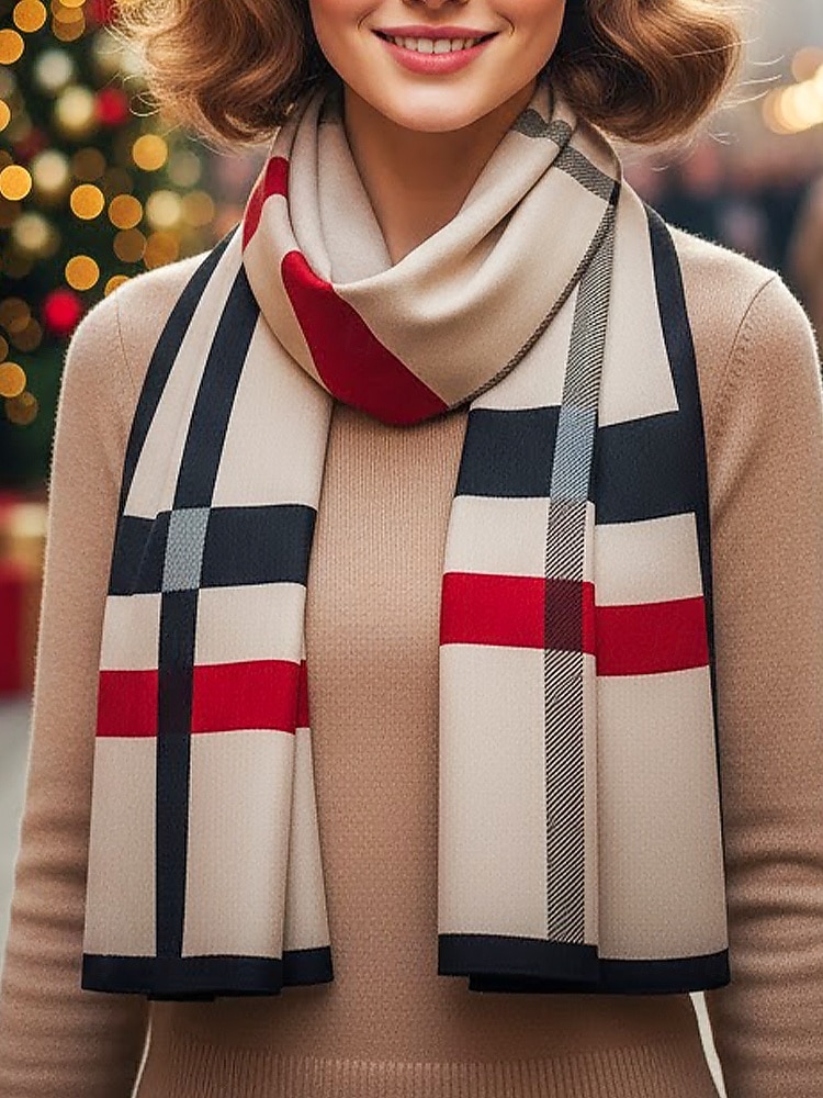 Bufanda a cuadros de poliéster para mujer, acogedora y elegante para el invierno, regalo de Navidad perfecto en varios colores. 2026 - $14.99 –P2