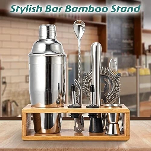 Set shaker per cocktail da 10 pezzi con supporto in bambù - kit da barman per mixologia del 2026 a $61.99 –P2
