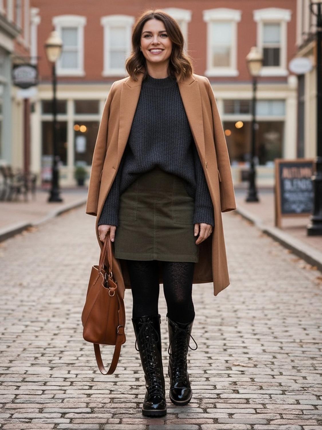 stivali da combattimento bianchi con lacci da donna, stivali classici casual preppy in pelle sintetica verniciata a metà polpaccio per ufficio, abbigliamento casual e attività all'aperto del 2026 a $69.99 –P9