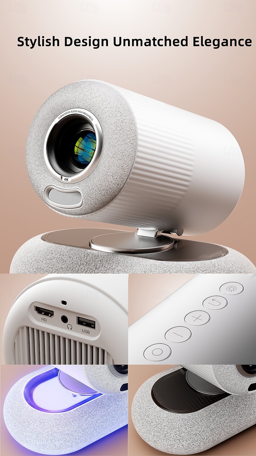 Премиум проектор YT900 с автофокусировкой разрешение 1920*1080 опциональная микрофонная основа светодиодная лента 2.4/5GHz двухдиапазонный Wi-Fi Android 13.0 3-х линзовый стеклянный объектив с 2026 - $217.09 –P14