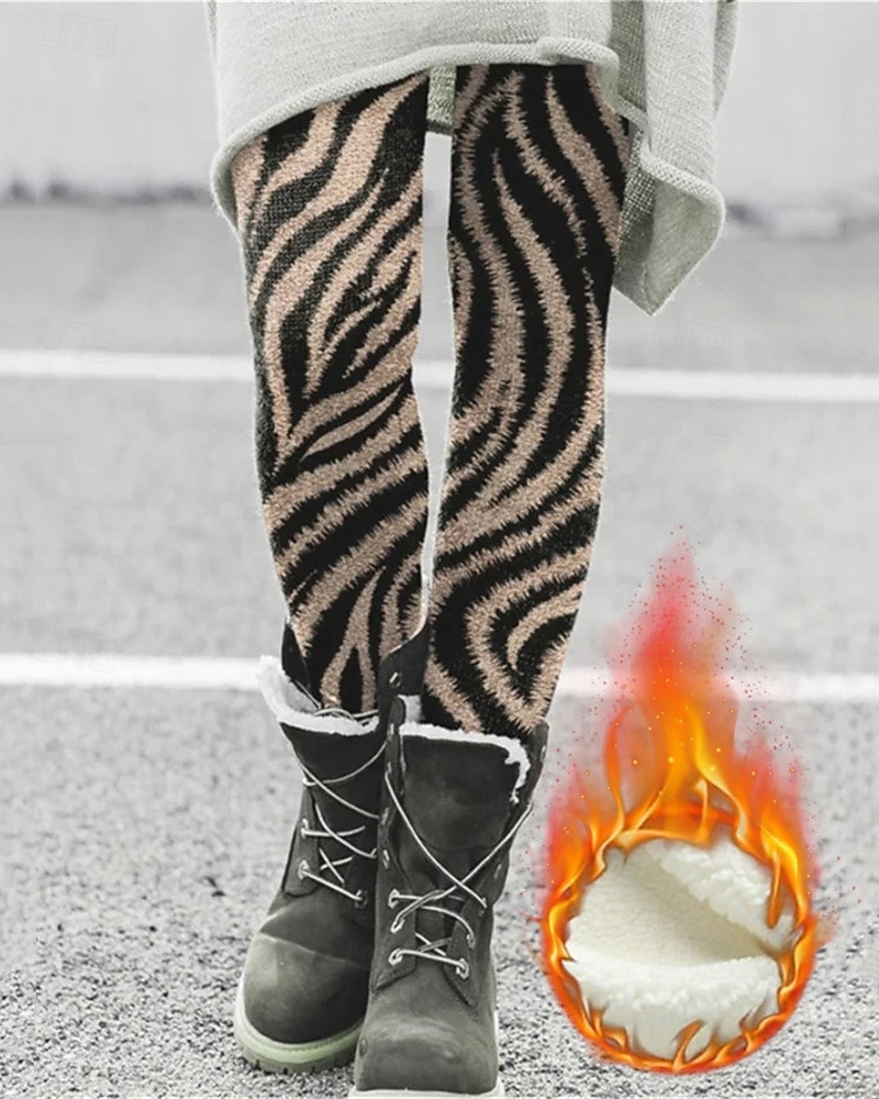 Dámské Legíny Pohodlné legíny Vinobraní Módní Šik ven Plná délka Vysoký pasPantsVánoce Grafika Zebra Potisk Fleece Zahřívací Pohodlný Elastické Venkovní Dovolená ulice Hnědá Podzim Zima Vypasovaný 2025 - $33.99 –P1