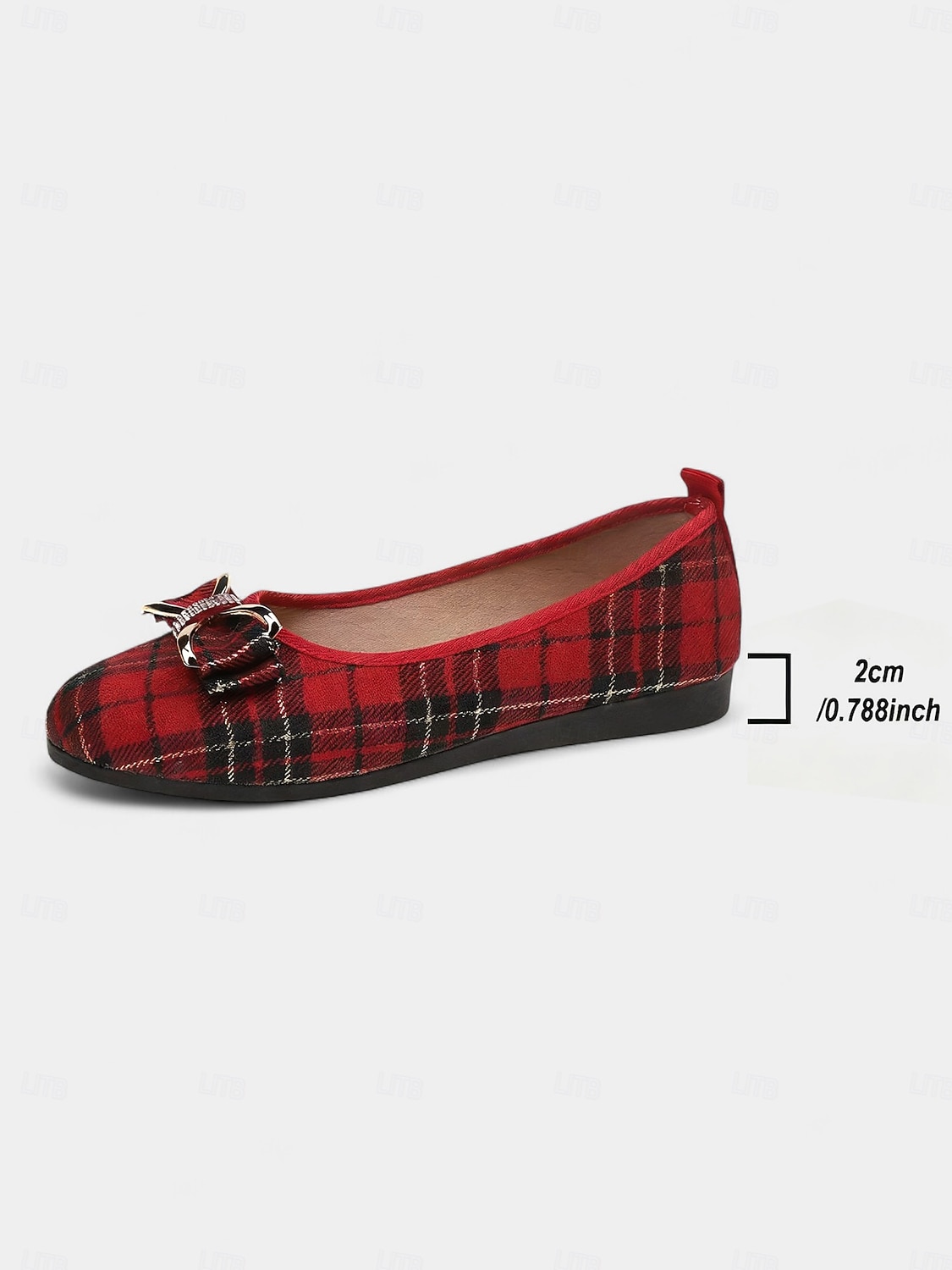 sapatilhas femininas xadrez vermelhas com laço de strass – sapatos sociais elegantes e fáceis de calçar para uso diário, escritório e festas de Natal de 2026 por $26.99 –P1