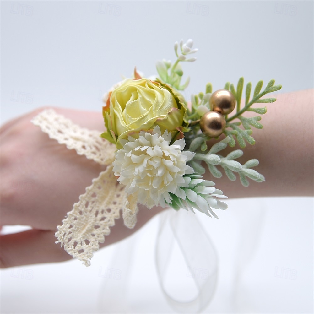 Bröllop handled blommor Handleds Corsage Bröllop / Fest Tyg Blomstil 2026 - $16.49 –P3