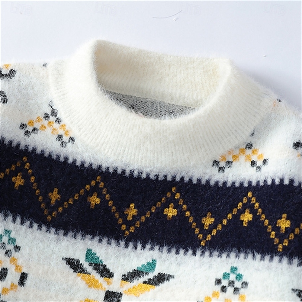 Homens Suéter de Natal camisolas de natal Pulôver suéter Suéter de malha Estriado Tricotar Tops regulares Tricotado losango Gola Redonda Moda Básico Férias Roupa Diária Roupa Outono Inverno Branco de 2026 por $36.99 –P6