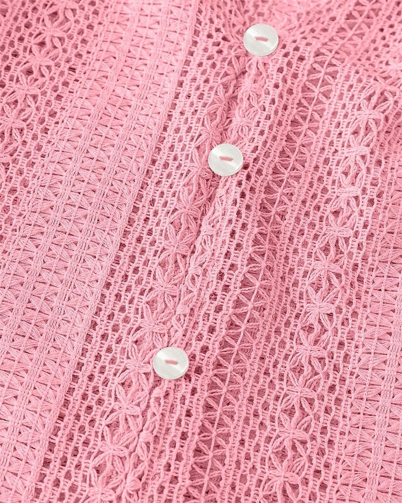 Dam Skjorta Dressiga toppar Ihålig Knappar Slät Elegant damer Stylish Långärmad V-hals Vanliga toppar Dagligen Arbete Helgdag Vit Rodnande Rosa Rubinrött Aprikos Vår Höst 2026 - $35.99 –P9