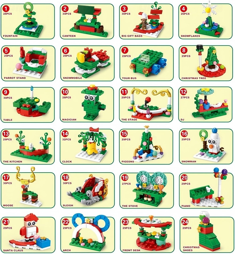 Ημερολόγιο έλευσης χριστουγεννιάτικων δέντρων με δομικά στοιχεία με φως LED, ημερολόγιο αντίστροφης μέτρησης για χριστουγεννιάτικο κουτί δώρων, δομικό στοιχείο 24 ημερών για παιδιά ενηλίκων 2025 - $39.99 –P4