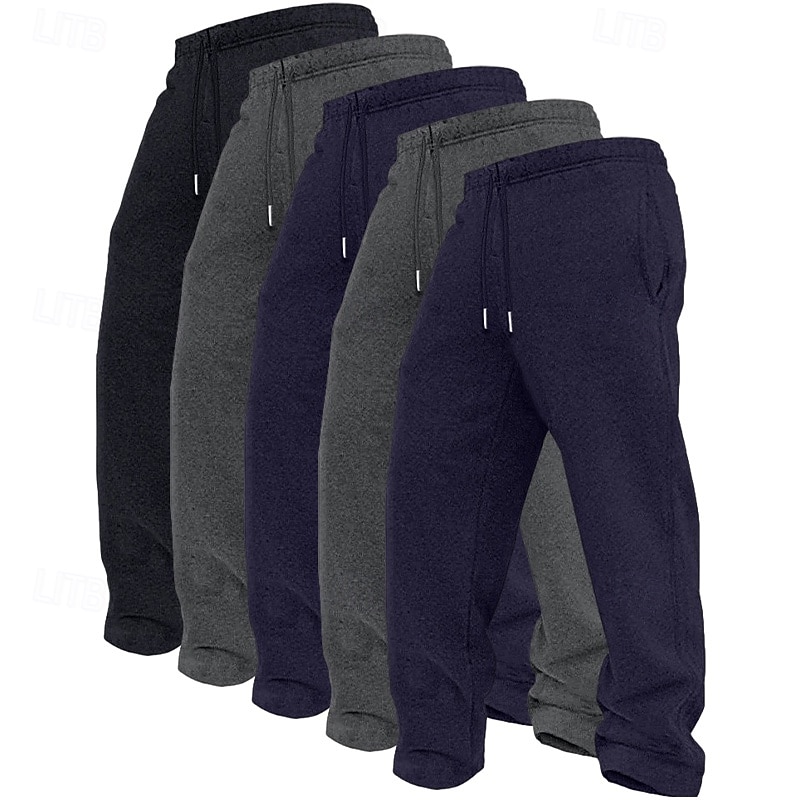 5 Stück Herren-Jogginghose mit geradem Bein, Fleece-Hose, Freizeithose, Kordelzug, elastischer Bund, Mehrfachpackung, einfarbig, bequem, volle Länge, Outdoor, Reisen, Alltag, Urlaub, Mode 2026 - $59.99 –P7