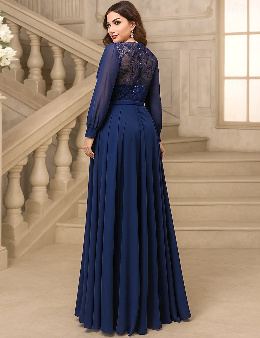 A-Line Floor Length Wedding Guest Dress Formal Dresses Evening Gown Mother  of the Bride Dress Long Sleeve Crew Neck Elegant Vintage Plus Size with  Lace Pleats 2026 - $91.99
