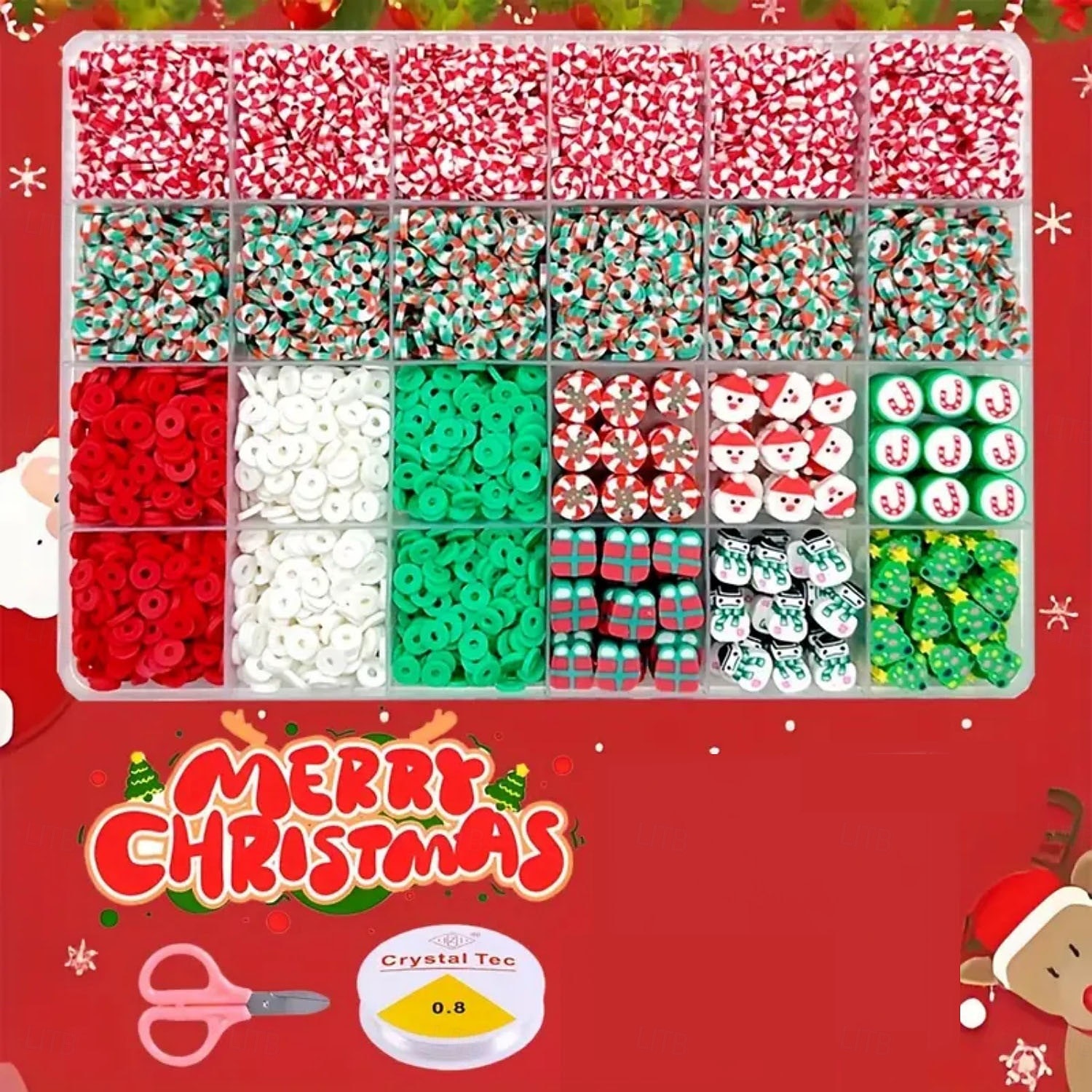 Cuentas navideñas para hacer joyas, dijes, cuentas de arcilla para pulseras, collares, manualidades, juego de cuentas de polímero, kit de joyería navideña hecho a mano, accesorios para manualidades 2026 - $15.99 –P1