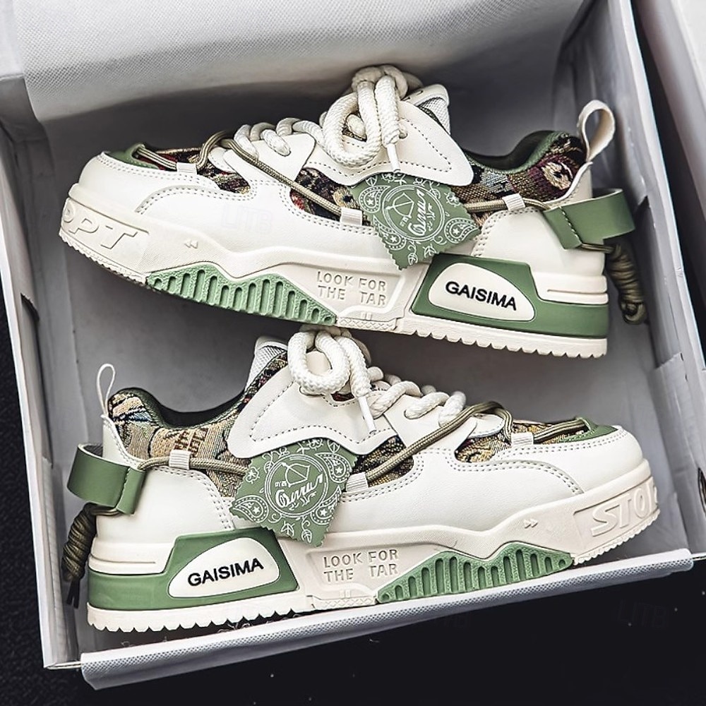 herresneakers med kraftig såle i kamuflasje, trendy løpesko med snøring til streetwear, komfortable, avslappede sportssko for daglig bruk &sport 2026 - $42.99 –P3