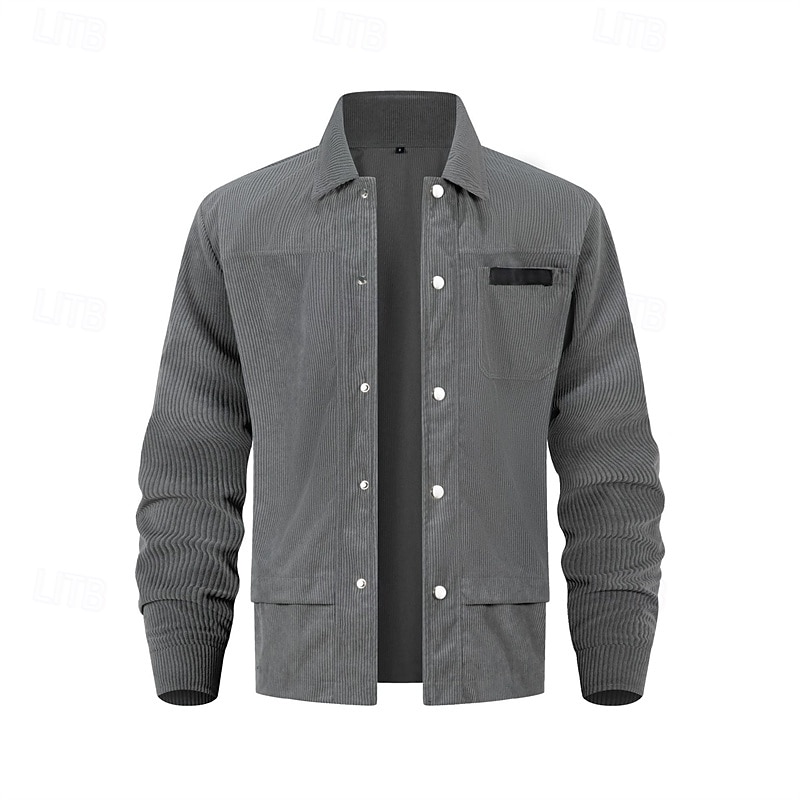 Per uomo Giacca Leggera Giacca in Velluto a Coste Giacca Cargo Giacca Casual Vacanza Quotidiano Traspirante Tasca Primavera Autunno Semplice Moda Classico Bavero Regolare Nero Cachi Grigio Giacca del 2026 a $30.99 –P16