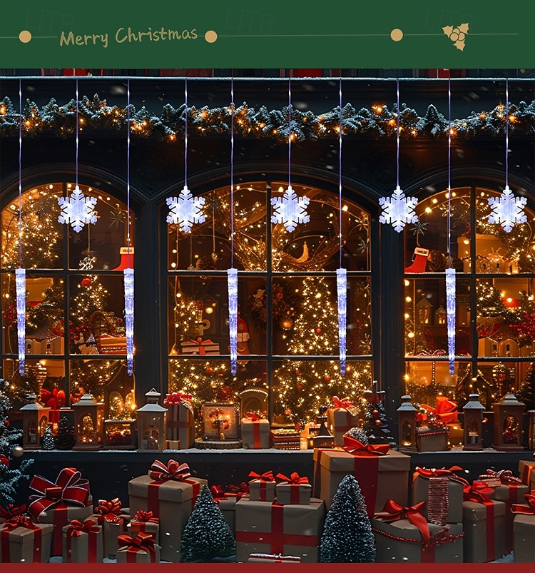 cônes de glace de Noël, flocons de neige, rideaux en fil de cuir, guirlande lumineuse, balcon du salon, porche, lumières de décoration d'ambiance de fête, télécommande 8 fonctions, alimentation USB de 2025 ? $17.99 –P3