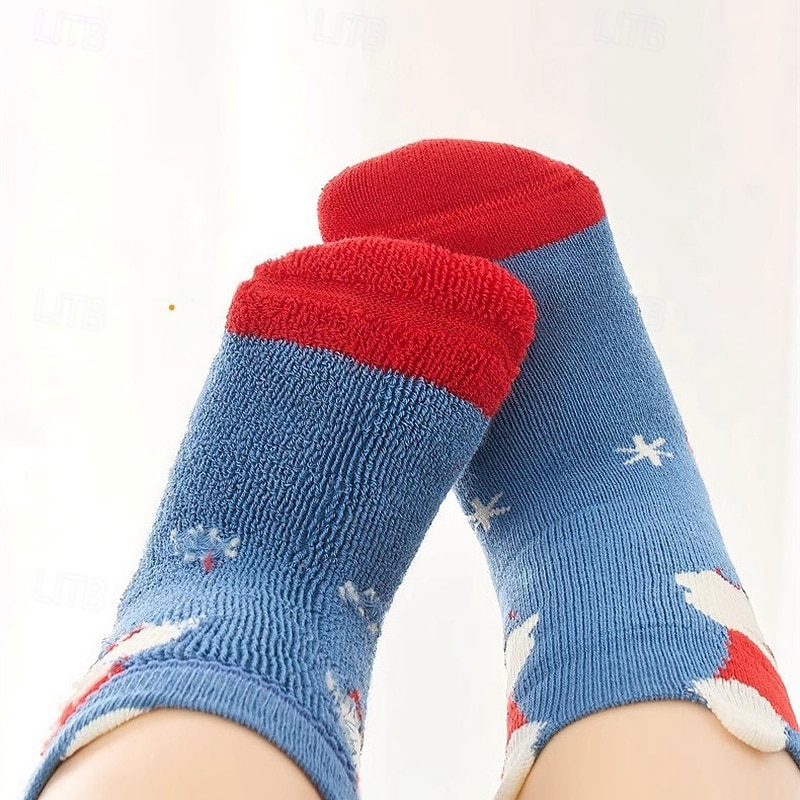 Barn Pojkar 3 Par Jul julklapp Strumpor Flerfärgad Julgran jultomten Mönster Höst Vinter Dagliga kläder 2025 - $4.49 –P4