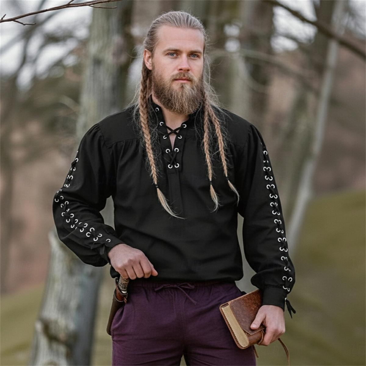 Warrior Plus Size Punk & Gothic Medieval Renaissance 17th Century T-shirt Men's Costume Vintage Cosplay Party Long Sleeve Shirt 2026 - $48.99 –P1