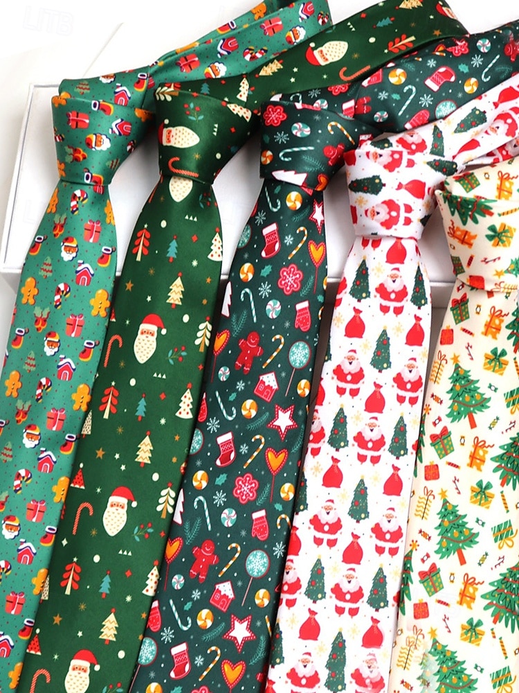 Cravates de Noël pour hommes en polyester – motifs Père Noël, bonhomme de neige et autres motifs festifs, parfaites pour les fêtes de Noël et les occasions spéciales. de 2026 ? $11.99 –P4