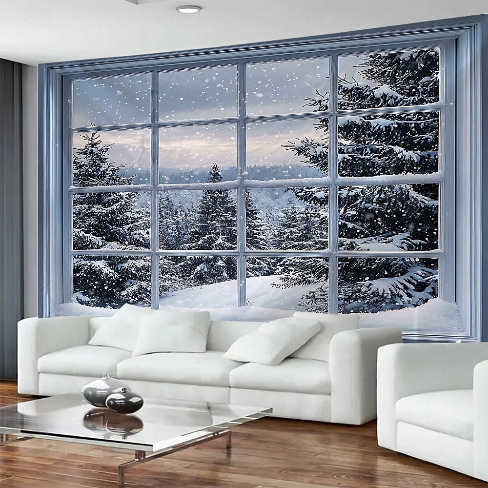 havas táj ablakmintás gobelin, nagyméretű fali faldekoráció, fotóháttér szövet, lakberendezés hálószobába, nappaliba vagy irodába 2026 - $17.99 –P3